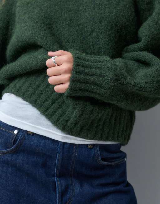 ASOS DESIGN extreme sleeve waisted sweater in pine green, 2 of 4