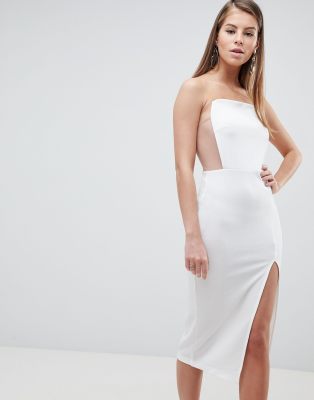 asos design square neck midi pencil dress in lace