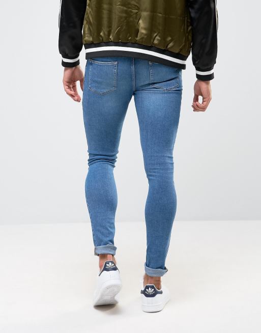 ASOS DESIGN extreme super skinny jeans in mid blue