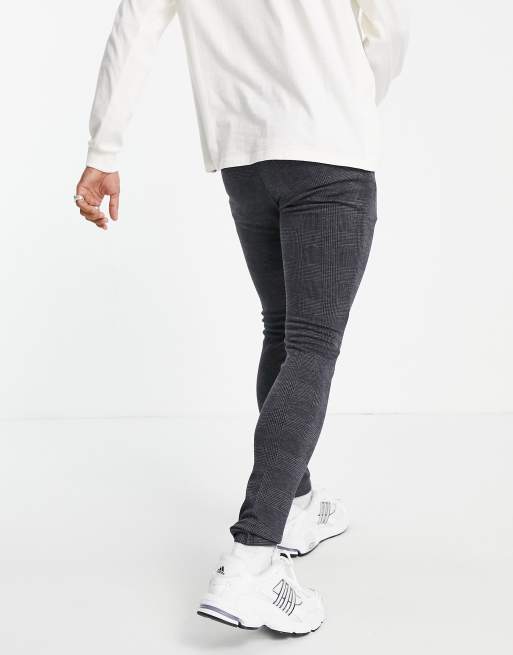 ASOS DESIGN skinny jersey smart joggers in gray with red dipped