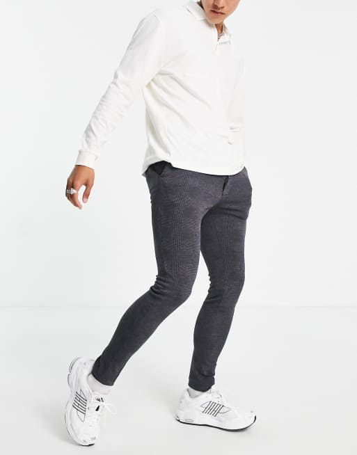 ASOS DESIGN skinny jersey smart joggers in gray with red dipped