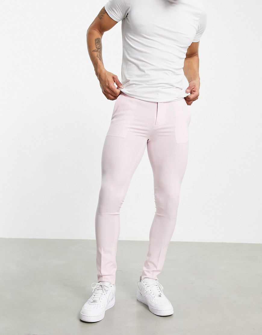 ASOS DESIGN extreme super skinny smart pants in pastel pink