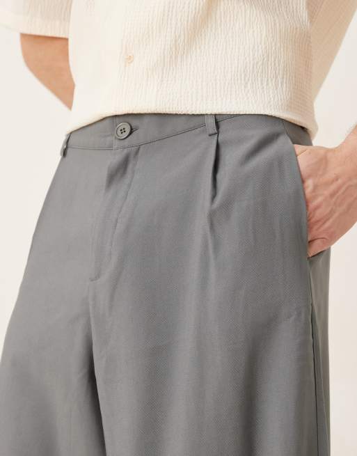 ASOS DESIGN extreme tapered dress pants with front pleats in gray