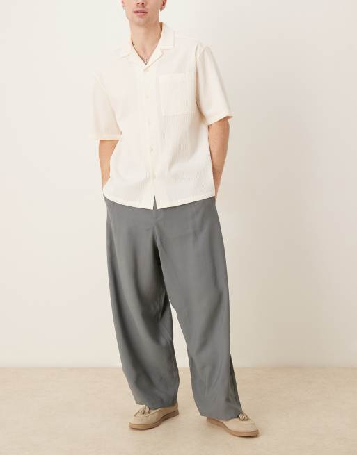 ASOS DESIGN extreme tapered dress pants with front pleats in gray