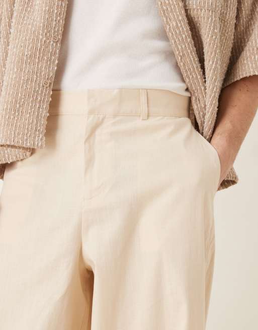 ASOS DESIGN extreme tapered linen look pants in beige, 3 of 5
