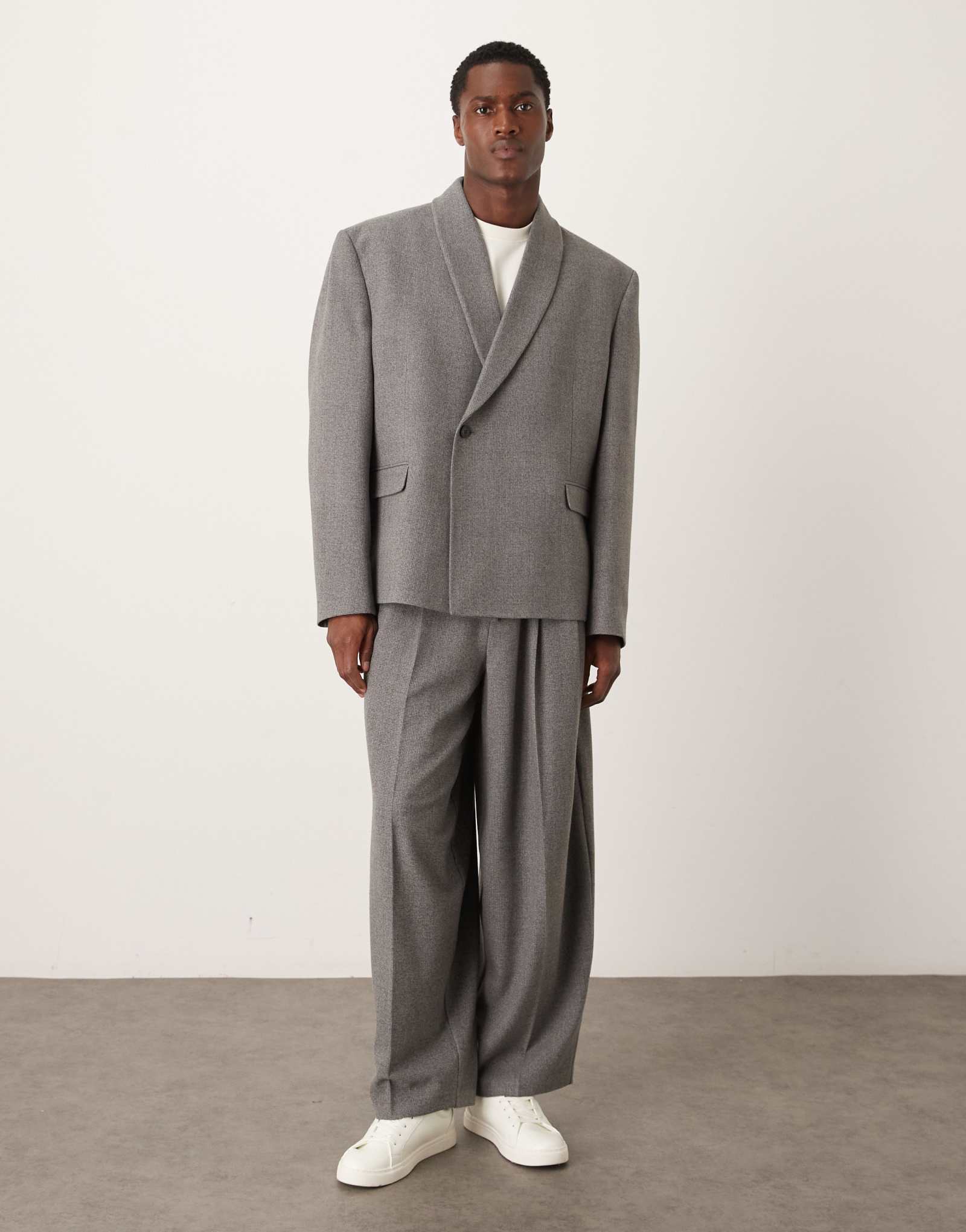 Зауженные брюки для костюма от ASOS DESIGN с текстурой древесного угля и вереска