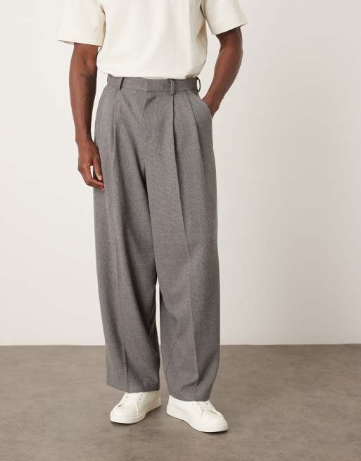 ASOS DESIGN extreme tapered suit pants in charcoal heather texture