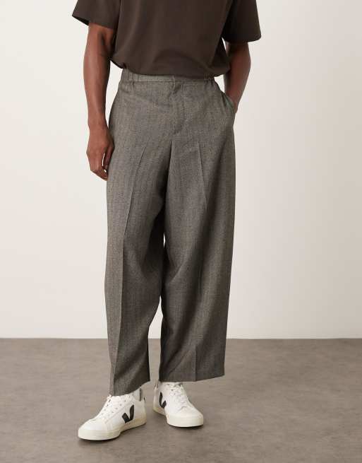 ASOS DESIGN extreme tapered suit pants in grey herringbone, 2 of 5