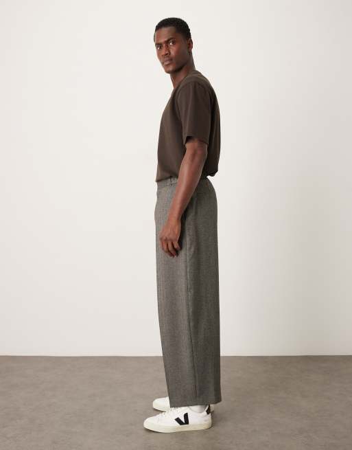 ASOS DESIGN extreme tapered suit pants in grey herringbone, 3 of 5
