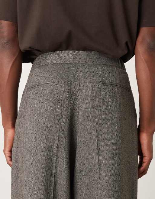 ASOS DESIGN extreme tapered suit pants in grey herringbone, 4 of 5