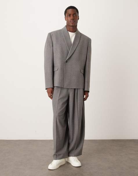 ASOS DESIGN extreme tapered suit trousers in charcoal marl texture