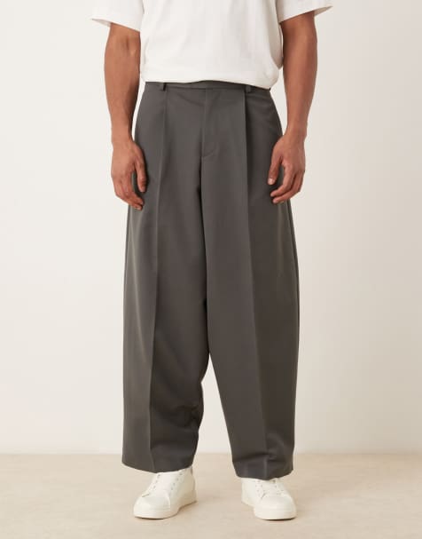 ASOS DESIGN extreme tapered suit trousers in charcoal twill - view 1