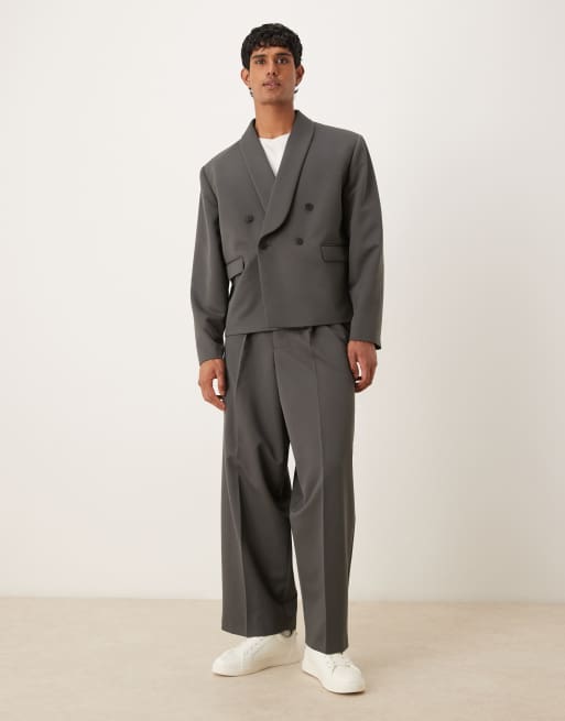 ASOS DESIGN extreme tapered suit pants in charcoal twill