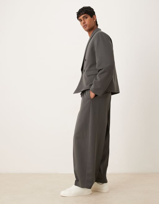 ASOS DESIGN extreme tapered suit pants in charcoal twill