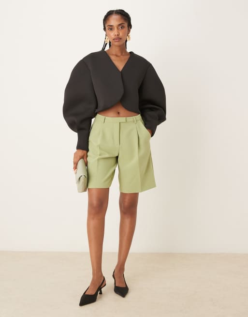 ASOS DESIGN extreme volume sleeve jacket in black in scuba-style fabric