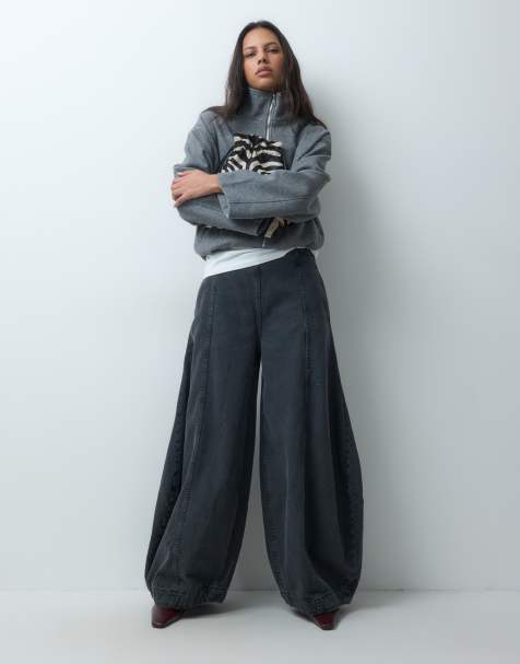 ASOS DESIGN extreme Wide-Leg-Barrel-Jeans in verwaschenem Schwarz - view 1