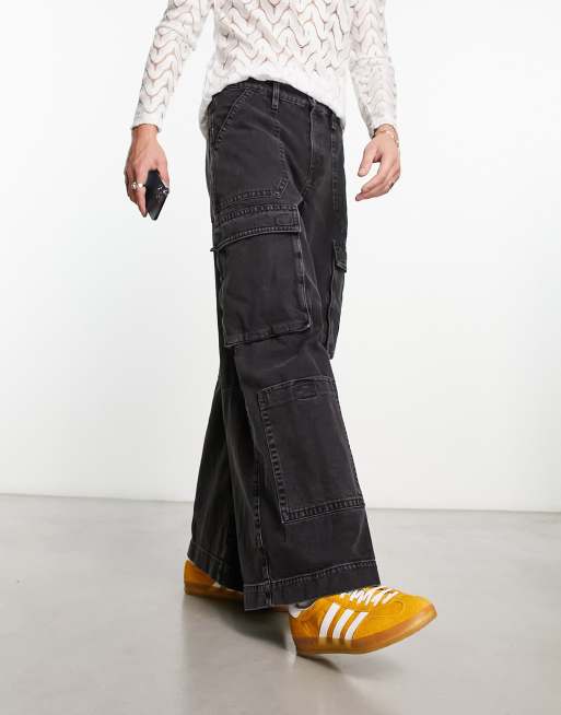 ASOS DESIGN washed wide leg flare trouser with belt, ASOS