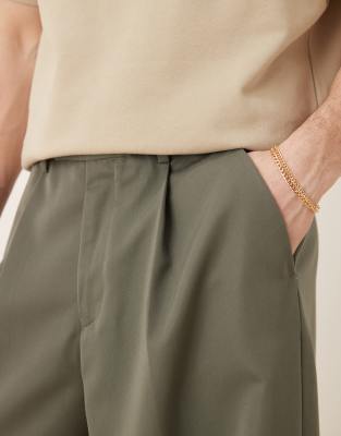 ASOS DESIGN extreme wide leg dress pants with front pleats in green