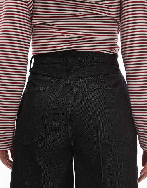 ASOS DESIGN extreme wide leg jean with stay press in indigo with brown tint, 5 of 5