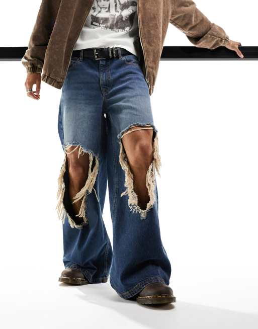 Jeans with big rips clearance