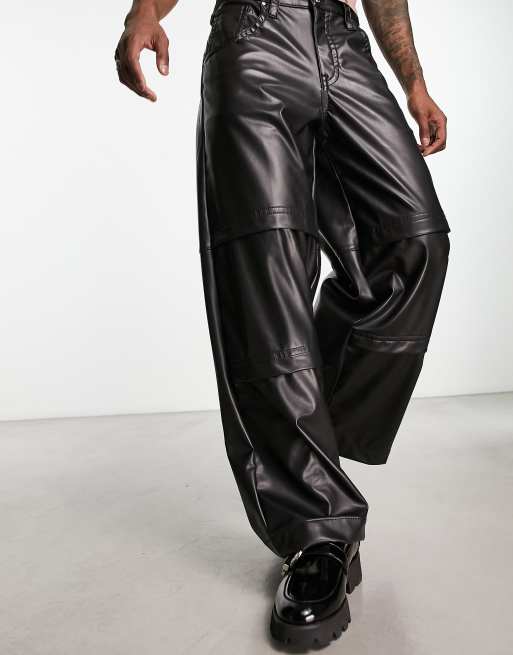 ASOS Skinny Jeans In Leather Look in Black for Men