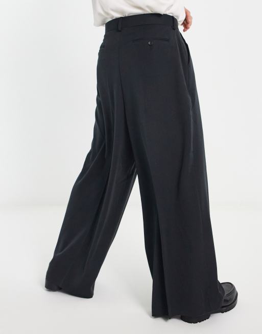 ASOS DESIGN wide leg smart trousers in black