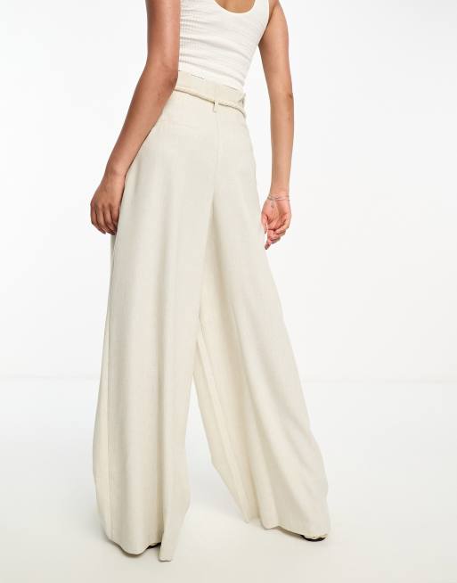 Paring Well Belted Paperbag Waist Wide Leg Pant (Beige) · NanaMacs