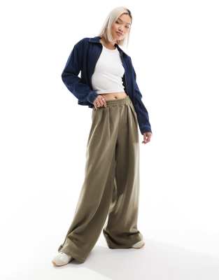 Asos Design Extreme Wide Leg Sweatpants In Khaki-green