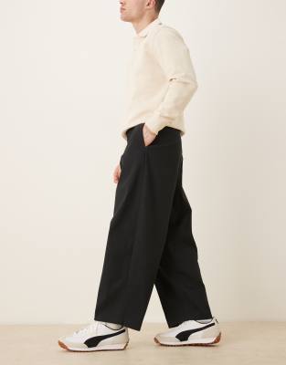Asos Design Extreme Wide Leg Tapered Dress Pants In Black