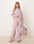 [ASOS DESIGN] ASOS DESIGN extreme wide leg trackies in washed mauve-Purple L WASHED MAUVE