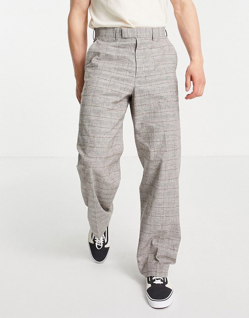 ASOS DESIGN extreme wide smart pants in brown prince of wales check