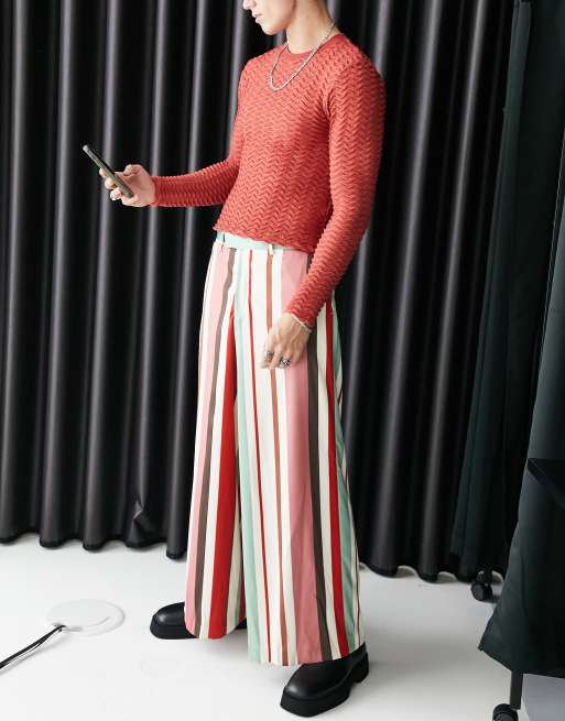 ASOS DESIGN extreme wide smart trousers with retro stripe
