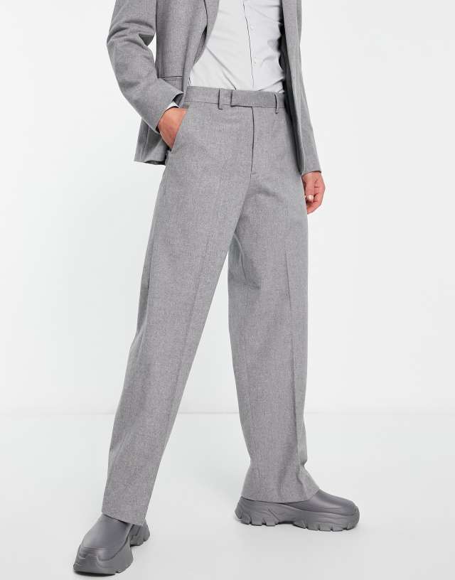 ASOS DESIGN extreme wide suit pants in gray brushed flannel