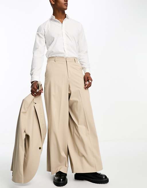 ASOS DESIGN extreme wide suit pants in stone | ASOS ASOS DESIGN extreme wide suit pants in stone | ASOS