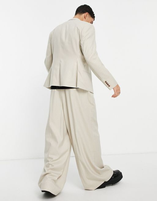 ASOS DESIGN flared suit pants in beige - ShopStyle