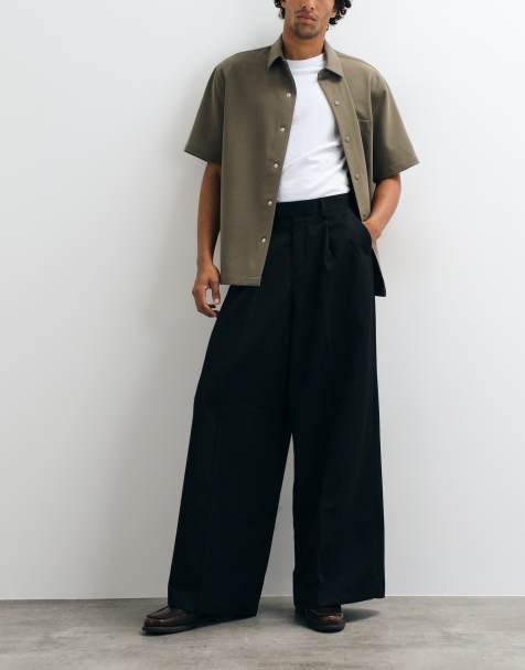ASOS DESIGN extreme wide tailored trousers in black