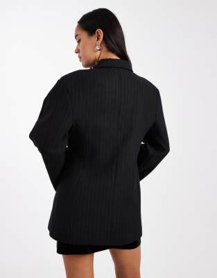 Asos Design Extreme Wrap Blazer In Black