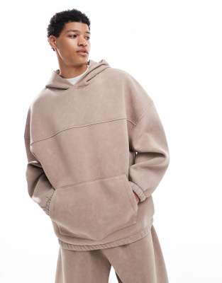 Extremer Oversize-Kapuzenpullover in verwaschenem Beige, Kombiteil-Neutral Neutral XS
