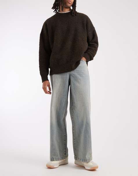ASOS DESIGN extremt baggy jeans med sidopanel i ljusgul ton, ljusblå tvätt - view 1