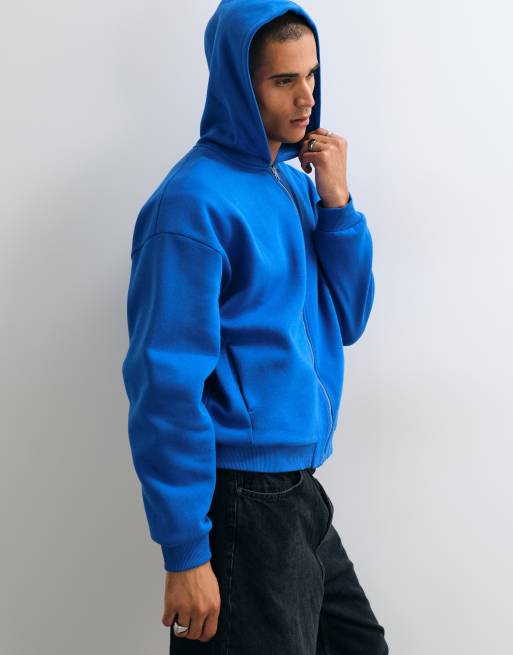 ASOS DESIGN extremt oversized huvtröja med dragkedja i blått, 2 av 5
