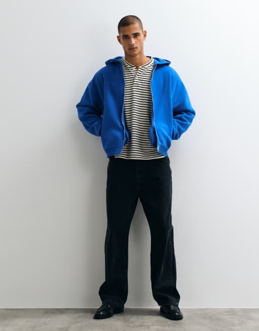 ASOS DESIGN extremt oversized huvtröja med dragkedja i blått, 3 av 5