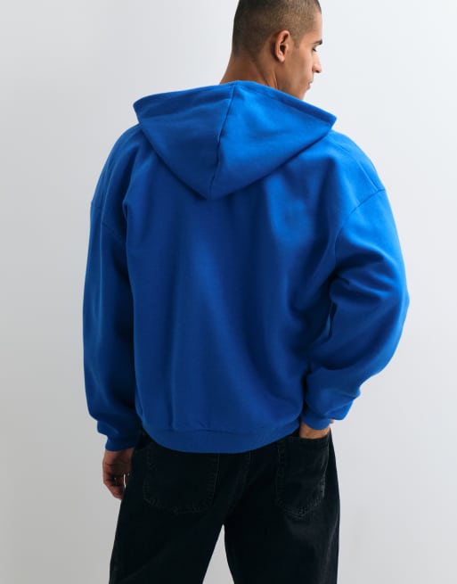 ASOS DESIGN extremt oversized huvtröja med dragkedja i blått, 4 av 5