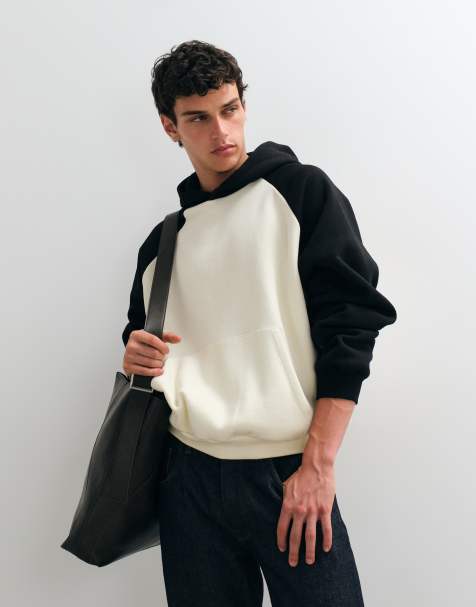 ASOS DESIGN extremt oversized huvtröja med raglanärmar och kontrasterande ärmar i cream - view 1