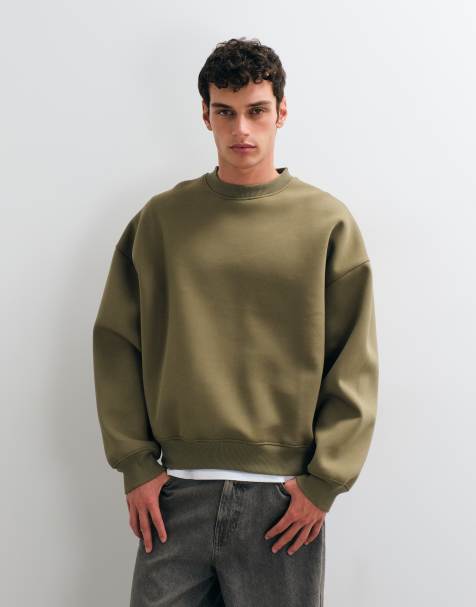ASOS DESIGN extremt oversized sweatshirt i scuba-liknande tyg i khaki - view 1