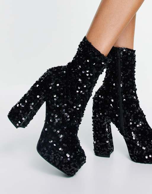 Black sequin shop boots womens