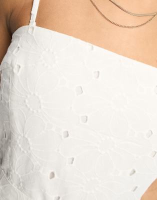 ASOS DESIGN eyelet bandeau romper in white