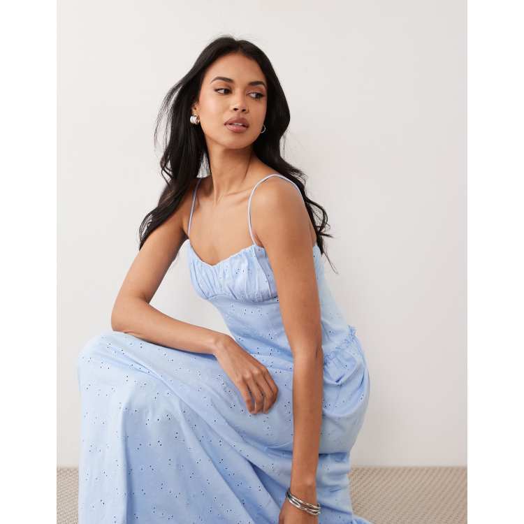 eyelet blue dress Ines Dress Blue Eyelet – Fully Lined Cotton Eyelet Dress main image 0
