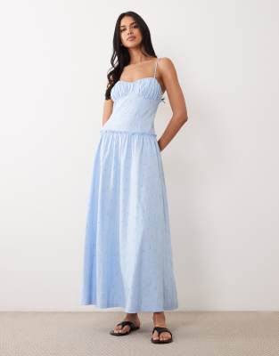 asos eyelet midi dress ASOS EDITION eyelet strap detail ruffle midi dress in bright green