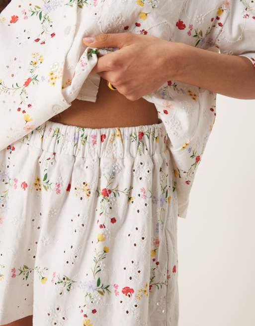 ASOS DESIGN broderie shorts in floral print