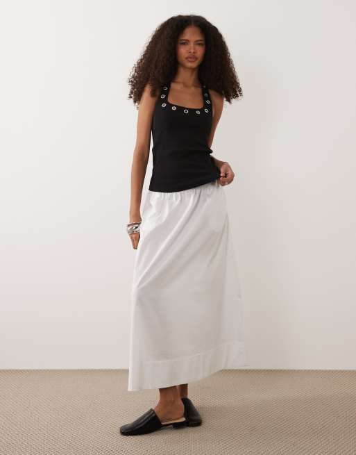 ASOS DESIGN eyelet stud halter neck top in black, 2 of 4